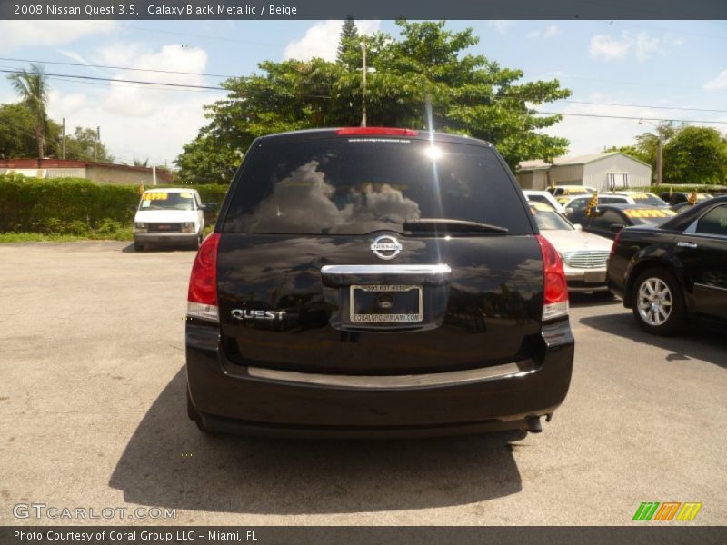 Galaxy Black Metallic / Beige 2008 Nissan Quest 3.5