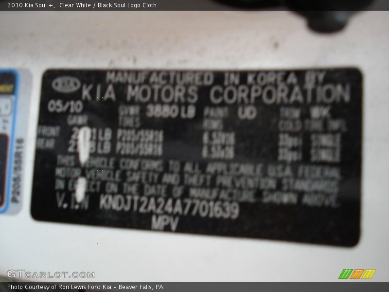 Clear White / Black Soul Logo Cloth 2010 Kia Soul +