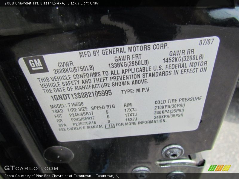 Black / Light Gray 2008 Chevrolet TrailBlazer LS 4x4