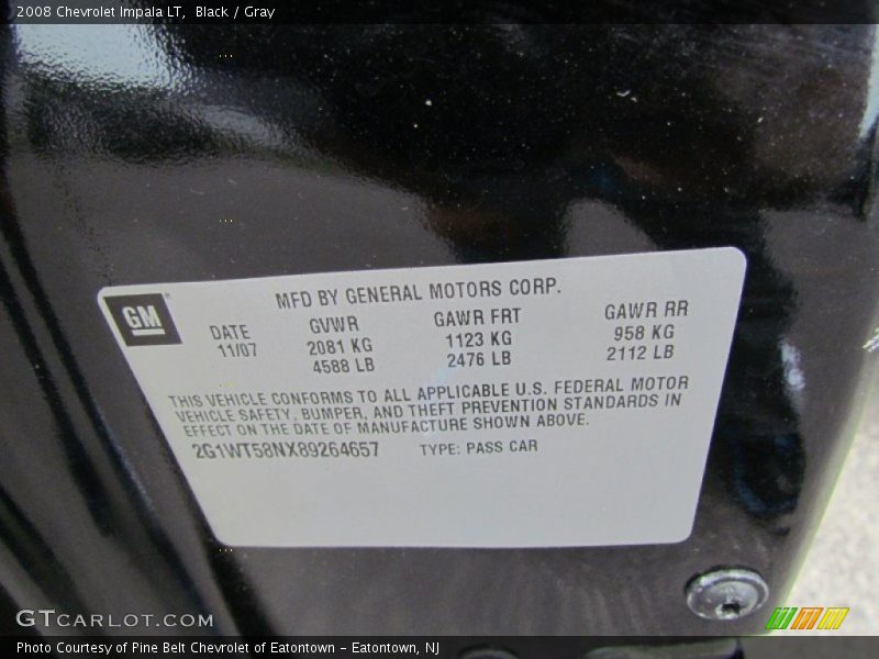Black / Gray 2008 Chevrolet Impala LT