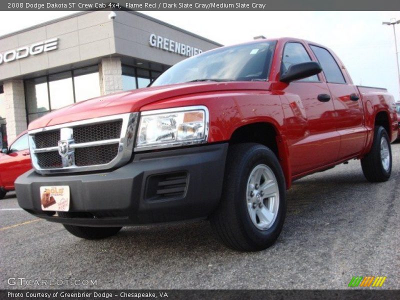 Flame Red / Dark Slate Gray/Medium Slate Gray 2008 Dodge Dakota ST Crew Cab 4x4