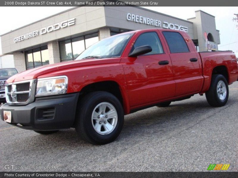 Flame Red / Dark Slate Gray/Medium Slate Gray 2008 Dodge Dakota ST Crew Cab 4x4