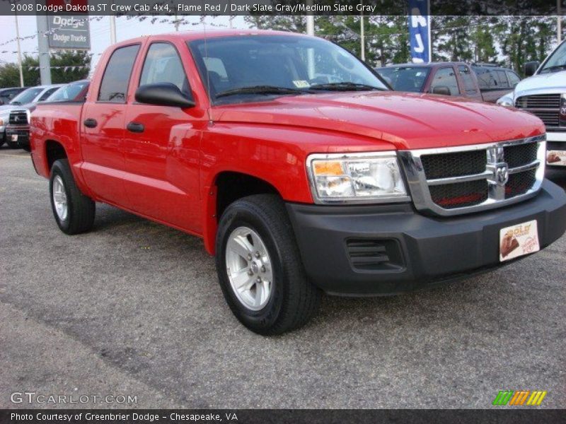 Flame Red / Dark Slate Gray/Medium Slate Gray 2008 Dodge Dakota ST Crew Cab 4x4