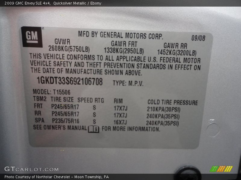 Quicksilver Metallic / Ebony 2009 GMC Envoy SLE 4x4