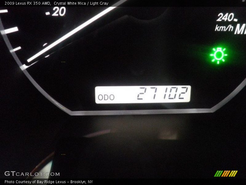 Crystal White Mica / Light Gray 2009 Lexus RX 350 AWD