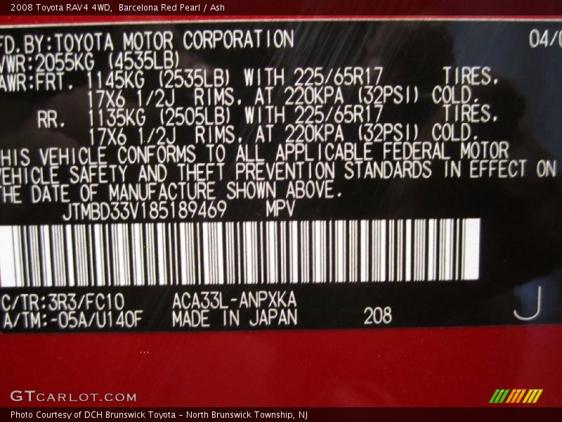 Barcelona Red Pearl / Ash 2008 Toyota RAV4 4WD