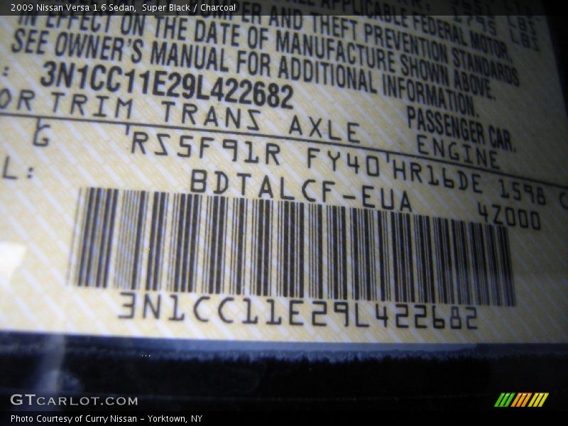 Super Black / Charcoal 2009 Nissan Versa 1.6 Sedan