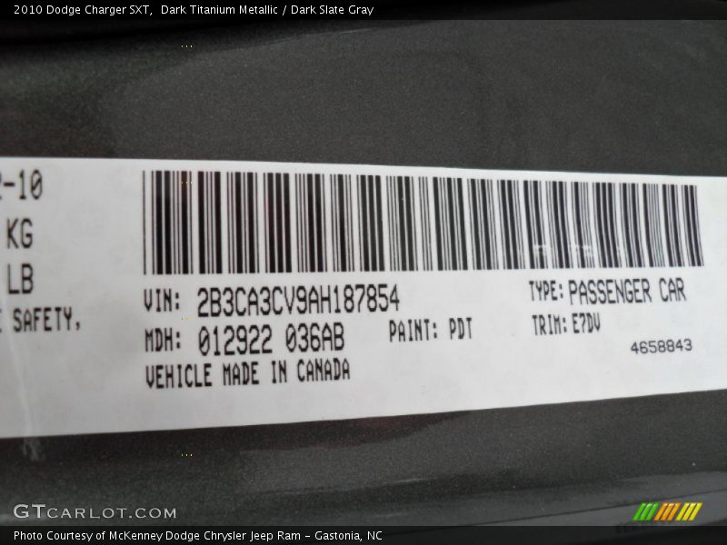 Dark Titanium Metallic / Dark Slate Gray 2010 Dodge Charger SXT