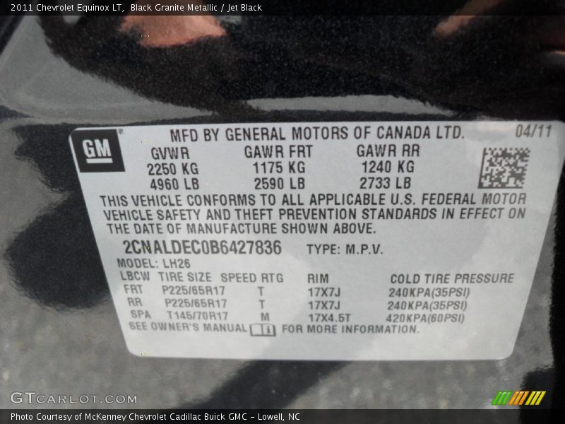 Black Granite Metallic / Jet Black 2011 Chevrolet Equinox LT