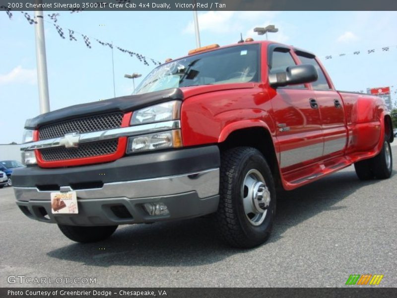 Victory Red / Tan 2003 Chevrolet Silverado 3500 LT Crew Cab 4x4 Dually