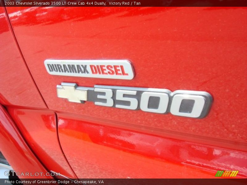 Victory Red / Tan 2003 Chevrolet Silverado 3500 LT Crew Cab 4x4 Dually