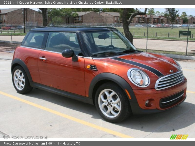 Spice Orange Metallic / Checkered Carbon Black/Black 2011 Mini Cooper Hardtop