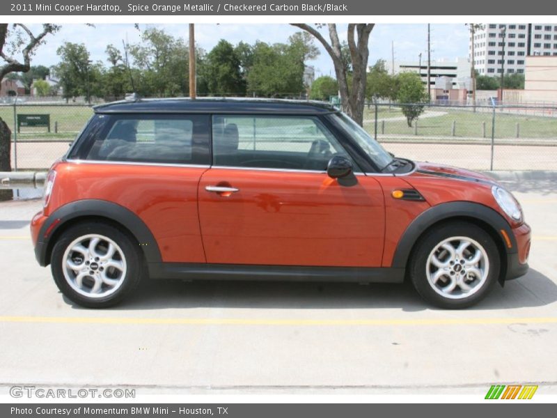 Spice Orange Metallic / Checkered Carbon Black/Black 2011 Mini Cooper Hardtop