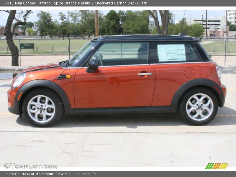 Spice Orange Metallic / Checkered Carbon Black/Black 2011 Mini Cooper Hardtop