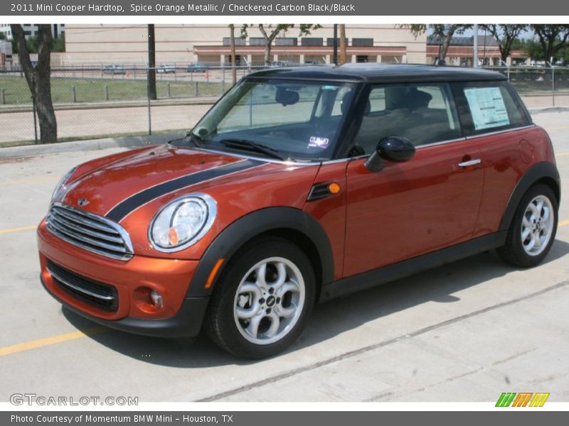 Spice Orange Metallic / Checkered Carbon Black/Black 2011 Mini Cooper Hardtop