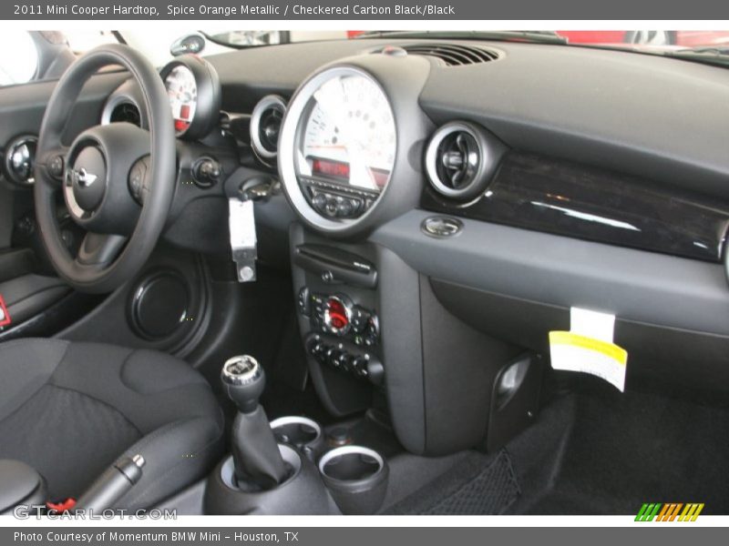 Spice Orange Metallic / Checkered Carbon Black/Black 2011 Mini Cooper Hardtop