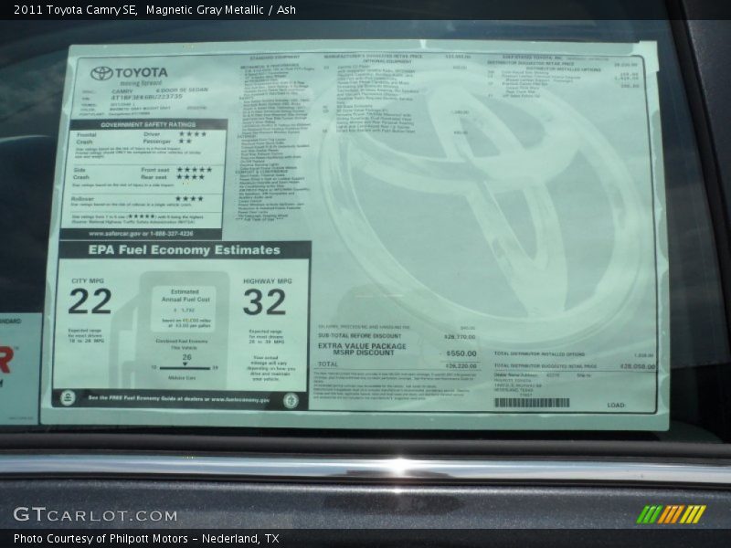 Magnetic Gray Metallic / Ash 2011 Toyota Camry SE