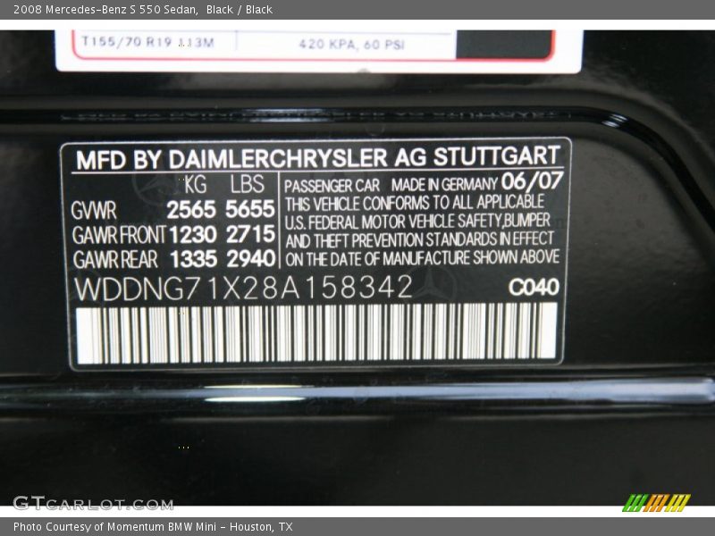 Black / Black 2008 Mercedes-Benz S 550 Sedan