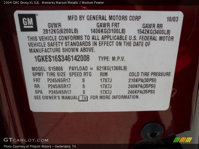 Monterey Maroon Metallic / Medium Pewter 2004 GMC Envoy XL SLE
