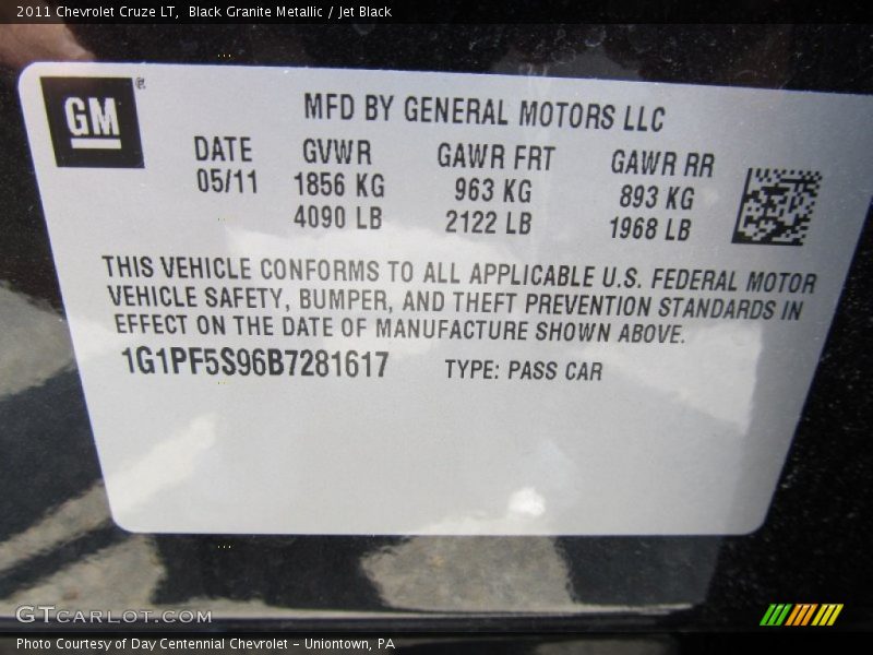 Black Granite Metallic / Jet Black 2011 Chevrolet Cruze LT