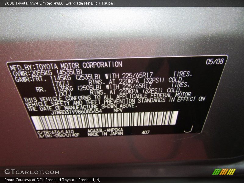 Everglade Metallic / Taupe 2008 Toyota RAV4 Limited 4WD
