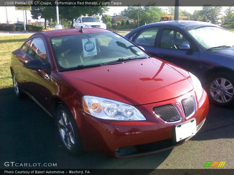 Performance Red Metallic / Light Taupe 2008 Pontiac G6 GT Coupe
