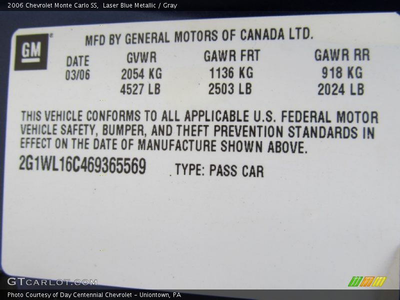 Laser Blue Metallic / Gray 2006 Chevrolet Monte Carlo SS