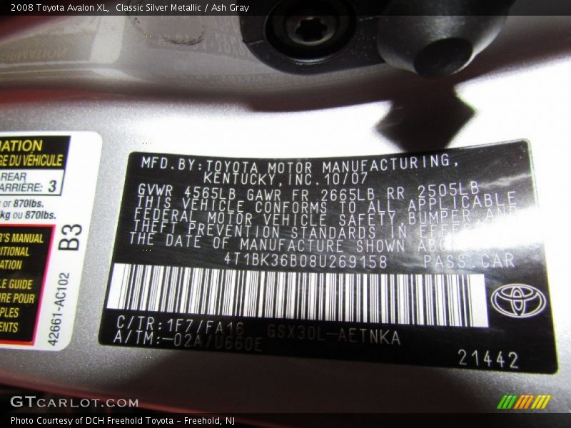 Classic Silver Metallic / Ash Gray 2008 Toyota Avalon XL