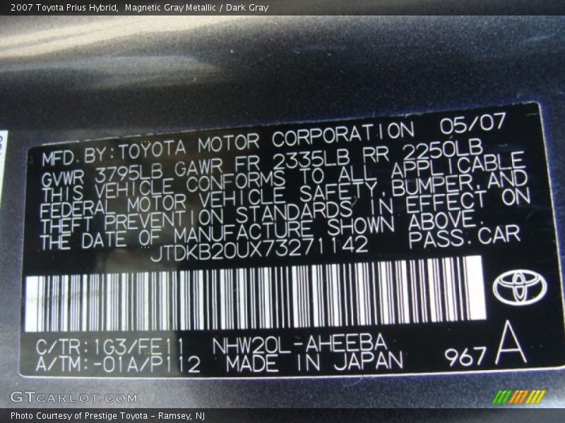 Magnetic Gray Metallic / Dark Gray 2007 Toyota Prius Hybrid