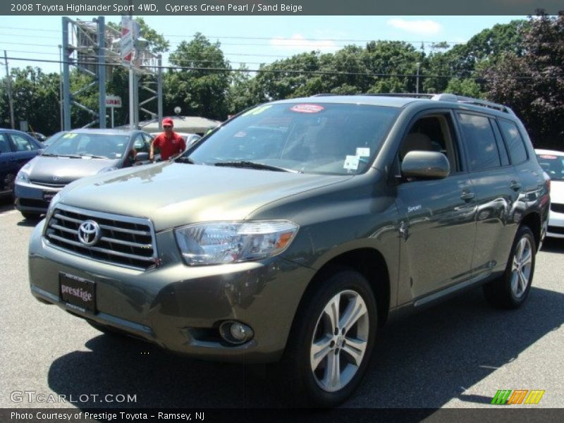 Cypress Green Pearl / Sand Beige 2008 Toyota Highlander Sport 4WD