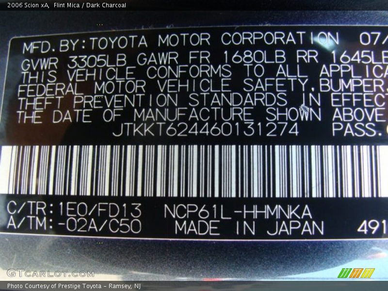 Flint Mica / Dark Charcoal 2006 Scion xA