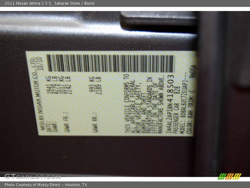 Saharan Stone / Blond 2011 Nissan Altima 2.5 S