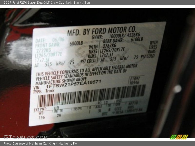 Black / Tan 2007 Ford F250 Super Duty XLT Crew Cab 4x4