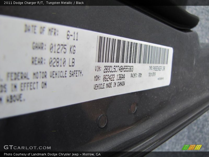Tungsten Metallic / Black 2011 Dodge Charger R/T