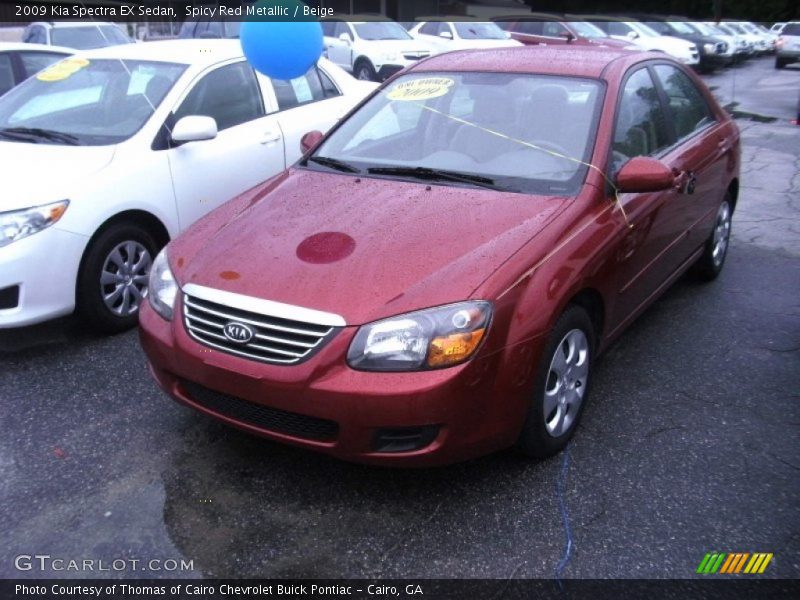 Spicy Red Metallic / Beige 2009 Kia Spectra EX Sedan