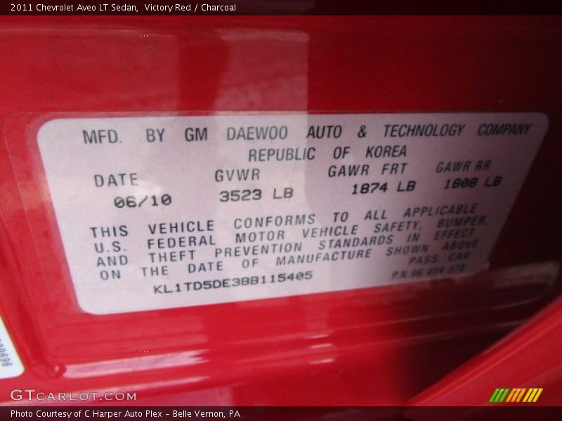 Victory Red / Charcoal 2011 Chevrolet Aveo LT Sedan