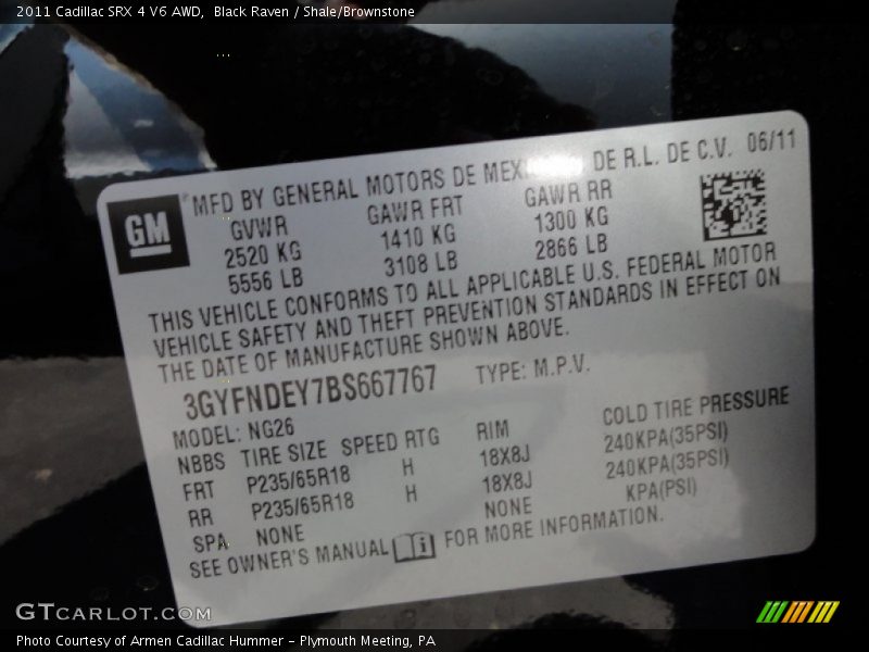 Black Raven / Shale/Brownstone 2011 Cadillac SRX 4 V6 AWD