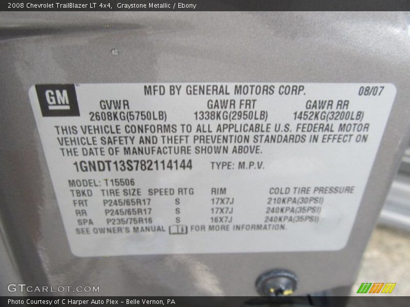 Graystone Metallic / Ebony 2008 Chevrolet TrailBlazer LT 4x4