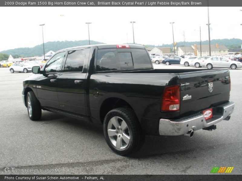 Brilliant Black Crystal Pearl / Light Pebble Beige/Bark Brown 2009 Dodge Ram 1500 Big Horn Edition Crew Cab