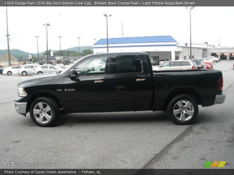 Brilliant Black Crystal Pearl / Light Pebble Beige/Bark Brown 2009 Dodge Ram 1500 Big Horn Edition Crew Cab