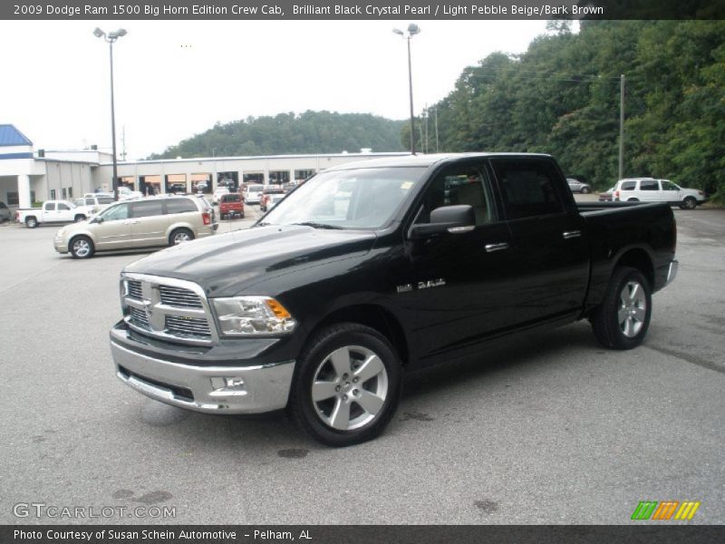 Brilliant Black Crystal Pearl / Light Pebble Beige/Bark Brown 2009 Dodge Ram 1500 Big Horn Edition Crew Cab