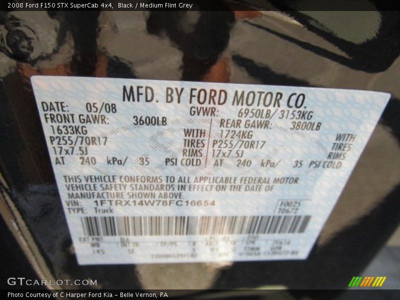 Black / Medium Flint Grey 2008 Ford F150 STX SuperCab 4x4