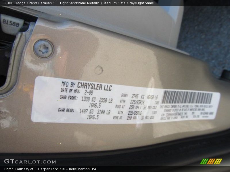 Light Sandstone Metallic / Medium Slate Gray/Light Shale 2008 Dodge Grand Caravan SE