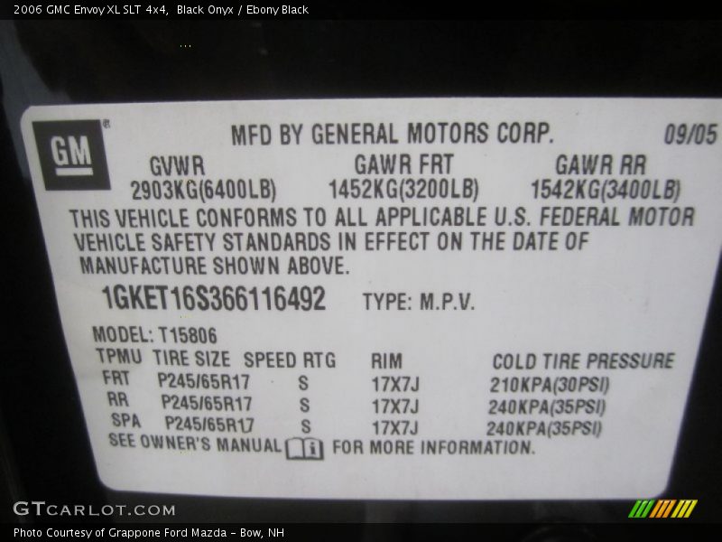 Black Onyx / Ebony Black 2006 GMC Envoy XL SLT 4x4