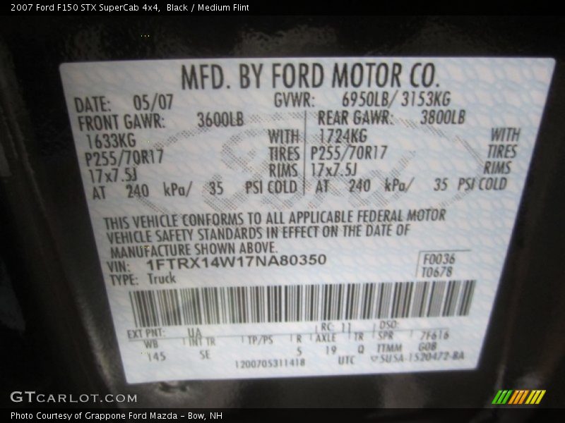 Black / Medium Flint 2007 Ford F150 STX SuperCab 4x4