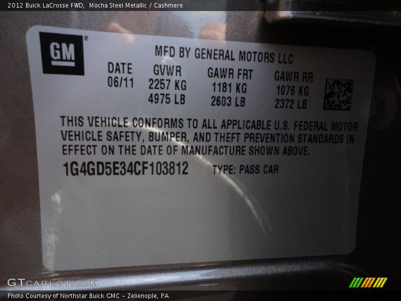 Mocha Steel Metallic / Cashmere 2012 Buick LaCrosse FWD