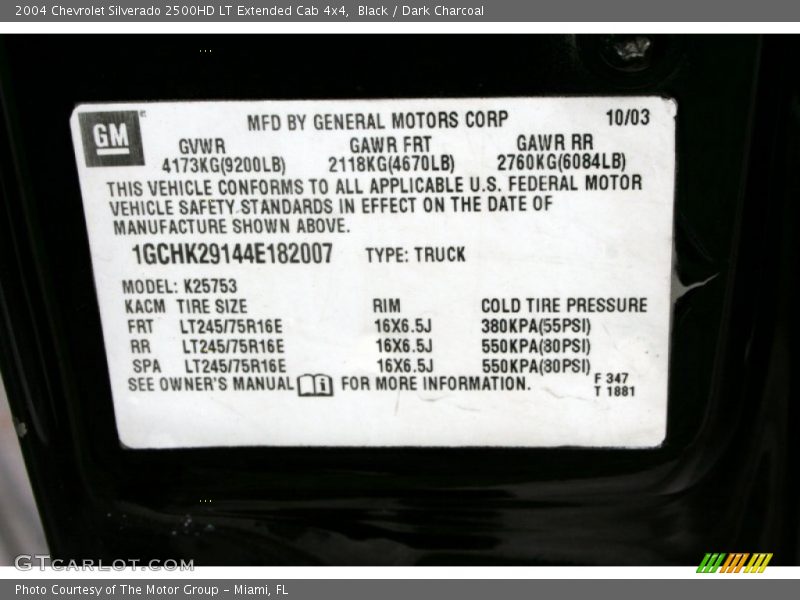 Black / Dark Charcoal 2004 Chevrolet Silverado 2500HD LT Extended Cab 4x4