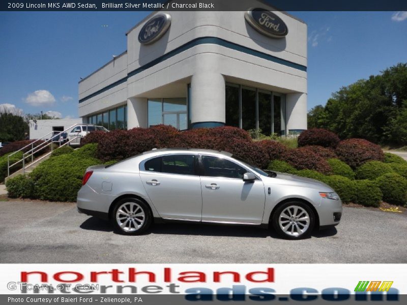 Brilliant Silver Metallic / Charcoal Black 2009 Lincoln MKS AWD Sedan