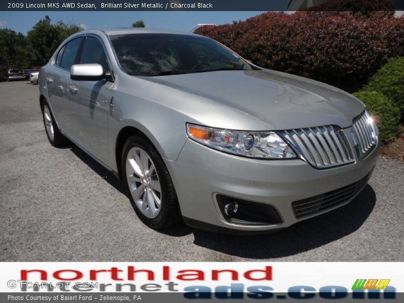 Brilliant Silver Metallic / Charcoal Black 2009 Lincoln MKS AWD Sedan