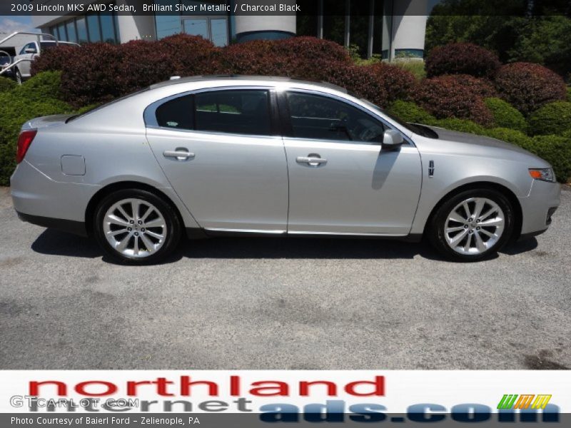 Brilliant Silver Metallic / Charcoal Black 2009 Lincoln MKS AWD Sedan